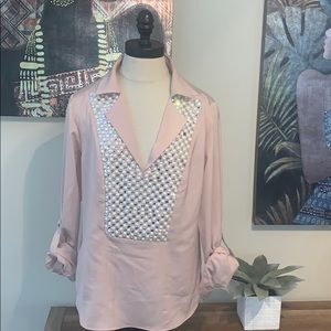 Bebe Diamond and Pearls Blouse